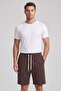 Men's Brown Striped Elastic Waist Lace-Up Shorts