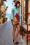 Women's Plus Size Oversize Shirt Shorts Set Tropical Landscape Patterned 100% Cotton Beach Daily Casual - 2