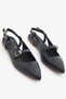 Navy Blue Genuine Leather Women's Ballerina Slingback Shoes