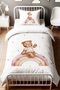 Cute Teddy Patterned Single Baby Kids Bedding Set - 2
