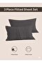 3-Piece Grey Microfiber Fitted Bedsheet Set – Deep Pocket Elastic Bed Sheet with 2 Pillow Covers - 2