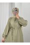 Laçin Hakim Yaka Long Strawberry Tunic-As5963 Oil Green - 2