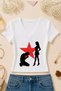 Women's Red Star Silhouette Printed Basic Daily Use V-Neck Slim Fit Lycra T-Shirt