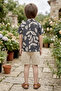 Boy's Leaf Patterned Shorts Set – Wrinkled Fabric 3-9 Years I Holiday Combination I Comfortable Fit I Boy's Set - 2