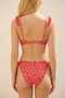 Women's Red Floral Patterned Fully Lined Side Tie String Bikini Bottom - 4