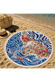 منشفة شاطئ دائرية باللونين الأزرق والأبيض بنمط المرجان المحيطي 150 سم - 3