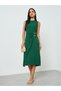 Dark Green Wrap Front Chain Detail Midi Dress - 3