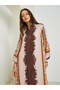 Scarf Print Long Sleeves Shirt Maxi Dress - 2