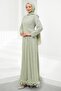 Water Green Sequined Skirt with Ruffles Evening Dress - 4