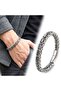 Pipe Cut Hematite and Steel Chain Men's Bracelet 31682B21D2