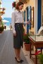 Women's Midi Pencil Skirt Wrap Closure Buttoned Slit Woven Polyviscon Comfortable Casual Modern Stylish - 2