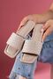 Bellisa Mink Knitted Comfortable Women's Slippers with Straps - 2