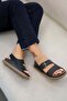 Lark Women's Buckle Genuine Leather Sandals Black - 5