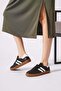 Kalesna genuine leather women's sneakers with side stripes - black - 2