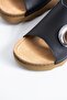 Onas Women's Genuine Leather Slippers with Side Moon Buckle, Black Skin - 3