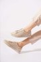 Rebas Sole Stitched Side Stapled Genuine Leather Orthopedic Women's Shoes Beige Skin