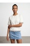 32826 Lace Detailed Short Sleeve T-Shirt-Ecru - 3
