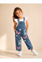 Butterfly Patterned Girls' Denim Salopet Jumpsuit - 3