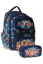 Kids Boom Navy Blue Boys' Primary School Backpack and Pencil Bag Set - Setkk-L5419C