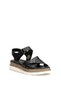 D26Ys-2905 Women's Genuine Leather Flat Sandals Black - 3