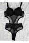 Supportive Lace Tulle Detailed Snap-On Bodysuit - 5