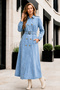Belted Denim Cap O7615 Blue - 3