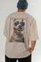 For Dog Lovers 49 Back Dog Print Beige Oversize T-Shirt 100% Cotton Unisex Dog Lover Premium Design - 6