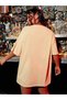 Women's / Girls' Beige Oversize T-Shirt Flavor Town U.S.A Printed - 2