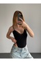 Women's Lace Detailed Thin Strap V-Neck Bodysuit