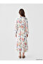 Lcw Modest Ecru Shirt Collar Patterned Waist Fit Women's Dress - 4