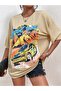 Women / Girls Beige Oversize T-Shirt Speed ​​Team Printed - 6
