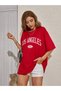 Los Angeles Printed Women / Girls Oversize Red Salas T-Shirt Boyfriend - 4