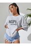 Nope Printed Women's / Girls' Oversize Gray Salas T-Shirt Boyfriend