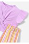 Girl's Striped Shorts T-Shirt Set Lilac 3227 - 6