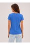 Women's Printed Blue V-Neck Cotton T-Shirt - 2