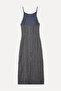 Women's Anthracite Textured Straight-Cut Long Dress - 2