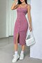 Women's Strappy Square Neck Front Buttoned Midi Camisole Dress - 2
