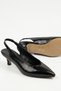 Qenor Women's Women's Black Crinkle Patent Leather Kitten Heel Slingback Pointed Toe Heeled Shoes Daily Casual Stylish Heels 3 cm - 5