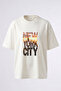 New York City_1 Design Back Printed Cotton White Oversize T-Shirt