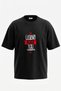 Legend Red Grunge Design Back Printed Cotton Black Oversize T-Shirt