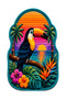 Sdt Special Cut Tropical Toucan Bird Patterned Blue Woven Base Decorative Carpet Sdt3016