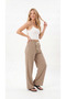 Women's Muslin Look Palazzo Sweatpants Beige Color Wide Leg High Waist - 8