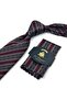 Classic Tie with Burgundy Line Pattern and Handkerchief Kk13776 - 4