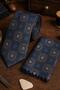 Classic Tie with Smoked Motif Patterned Handkerchief Kk13738 - 2