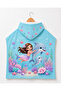 Girls' Mermaid and Dolphin Patterned Hooded Beach Poncho Children's Towel Poncho