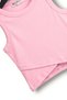 Pink Color Sleeveless Crop Double-Breasted Detailed Ribbed Top Athlete T-Shirt - 3