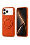 Deal Magnetic Ring Stand Case for iPhone 17 Pro Max – MagSafe Compatible Leather Cover with 360° Stand & Wireless Charging – Orange