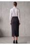 Women's Black Diver Regular Waist Black Midi Skirt with Back Slit - 6