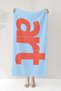 Modern Typographic Text Beach Towel - Minimalist Blue Coral Quick-Dry Microfiber Towel - 4