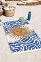 Marine Beach Towel with Sun Figure - Mediterranean Bohemian Blue and White Quick-Drying Microfiber Towel - 6
